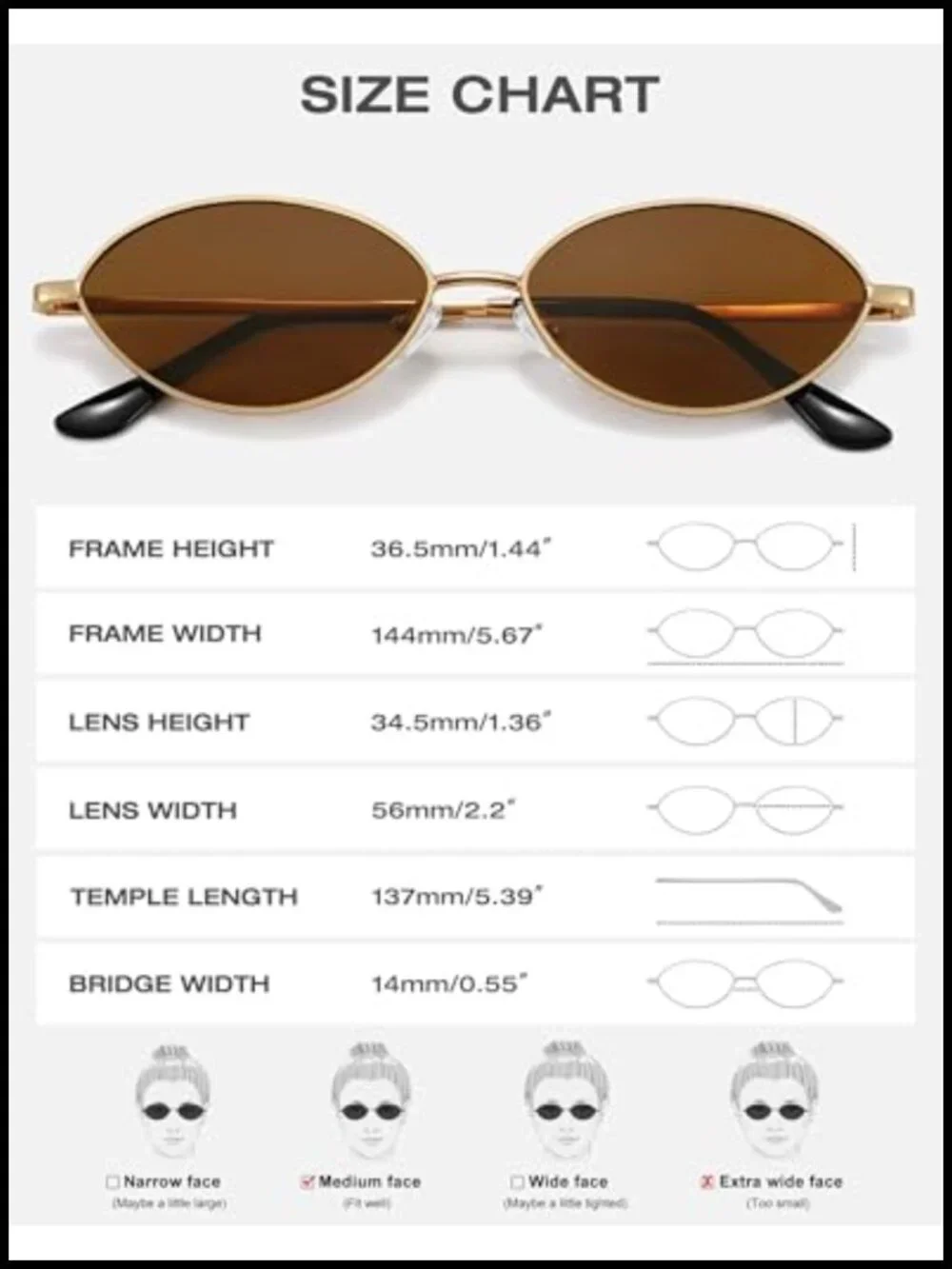 Polarized UV Protection Oval Sunglasses Metal Frame Vintage Small